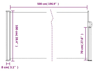 Obrázok produktu pre vidaXL Bočná výsuvná markíza čierna 100x500 cm