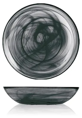 6 Borden aus schwarzem Alabasterglas, Ø 21 cm