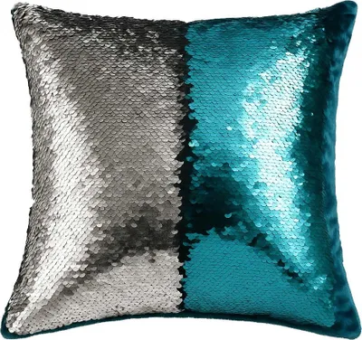 Image de Home Elements Coussin avec paillettes, bleu et argent
