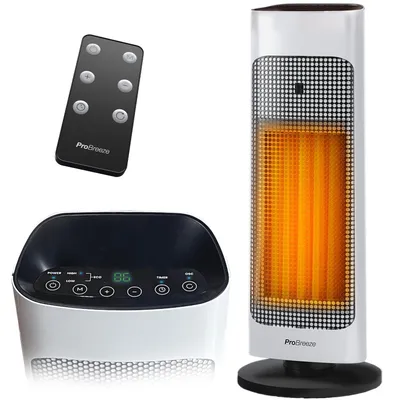 Image de Radiateur électrique céramique - Chauffage de pièce - 2000W - Avec thermostat et télécommande