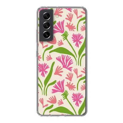 Produktbild von MuchoWow® Handyhülle Schutzhülle Hülle für Samsung Galaxy S21 FE Blume - Muster - Blatt Silikon Softcase Handy Hülle - Mobiltelefonhülle