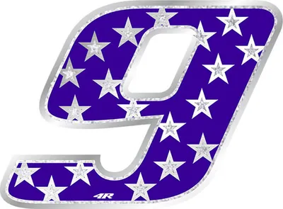 Produktbild von Sticker Rennnummer Motorrad "9" Stars 100 x 130 mm