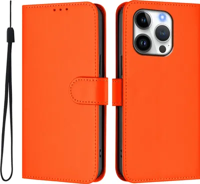 Produktbild von Mobigear Urban Wallet iPhone 16 Pro Hülle Klapphülle Geldbörse - Orange