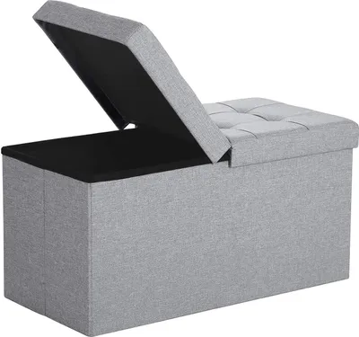 Produktbild von SONGMICS Sitztruhe 76x38x38cm Halbdeckel 80L aus Leinen seitlich klappbar