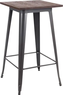 Immagine prodotto di Milani Home - tavolo alto in legno e acciaio, antracite, stile industrial, 60 x 60 cm