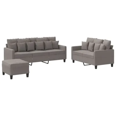 Produktbild von vidaXL 3-tlg. Sofagarnitur mit Kissen Taupe Stoff