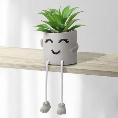 Produktbild von Kunstliche Pflanze Mini Topf hängend Beton Deko