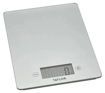 Productafbeelding van Taylor Pro digitale weegschaal voor keuken, compact en ultraslank design, professionele kwaliteit met tarra-functie, zilveren afwerking, capaciteit van 5 kg.