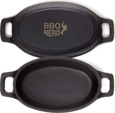 Produktbild von BBQ-Nerd Servierpfännchen aus Gusseisen im 6er Set - Grillpfännchen - oval 20x9,5 cm - zum Braten Überbacken Grillen Anrichten Servieren - Gusspfännchen für einzelne Portionen
