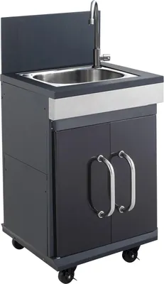 Produktbild von Servierwagen FIDGI mit 4 Rädern und 2 Türen Stauraum Metall Edelstahl Schwarz Grau 60x57x114 cm