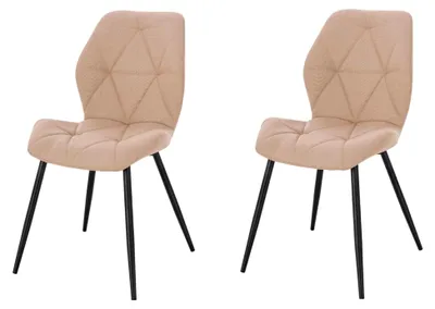 Produktbild von 2er Set Esszimmerstühle Polsterstuhl für Wohnzimmer und Küche mit gepolsterter Rückenlehne in Beige