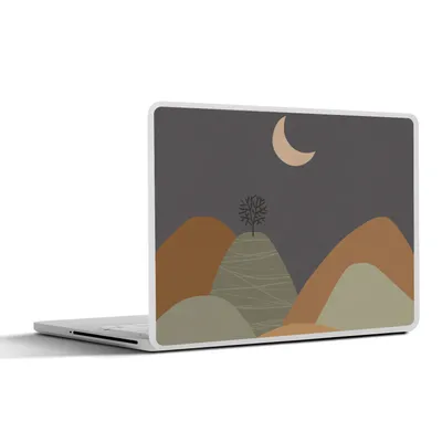 Produktbild von MuchoWow® Laptop Aufkleber Sticker Cover Berg - Baum - Mond - Pastell 25x18 cm - Laptop-Deko