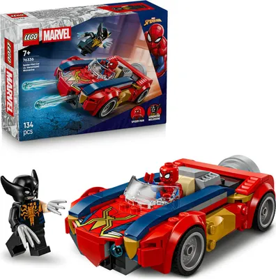 Produktbild von LEGO | Marvel Spider-Man Auto vs. Venomized Wolverine - Superhelden Spielzeug mit Spielzeugauto - Konstruktionsspielzeug mit 2 Minifiguren und 2 Shooter - Geschenk für Jungen ab 7 Jahren - 76336
