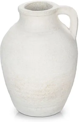 Produktbild von Handgefertigte Terrakotta-Tischvase in Boho-Stil, 23 cm Höhe, für Pampasgras, Vintage-Design, Wohnzimmer- und Büro- Dekoration