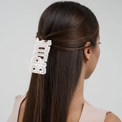 Produktbild von Weiße Braut-Krallenklammer mit Perlen, Haarspange und Haar-Accessoire für Hochzeit, Verlobung und Junggesellinnenabschied