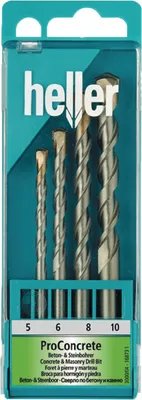 Immagine prodotto di Heller Tools Power 3000 16873 1 Concrete twist drill bit set 4-piece 5 mm, 6 mm, 8 mm, 10 mm Total length 120 mm Cylinder shank 1 Set