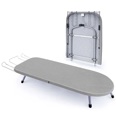 Produktbild von Stahl Klein Tisch Bügeltisch 81x31cm Mini Klappbares Bügelbrett Faltbar Bügelbretter Tischbügelbrett für Dampfbügelstation für Reise Zuhause Gray