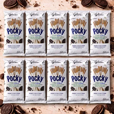 Produktbild von Glico Pocky Cookies & Cream Geschmack 10x40g