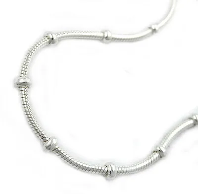 Produktbild von 1mm Kette Collier Schlangenkette mit Kugeln 925 Silber 42cm Damen