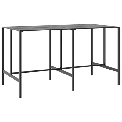 A black metal bar table is shown against a white background.