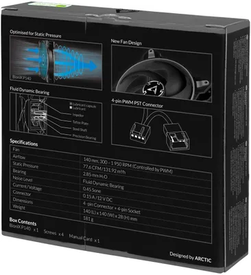 Produktbild von ARCTIC BioniX P140 (Grau) - 140 mm PWM PST Gaming Lüfter optimiert für statischen Druck, Ventilator, 14 cm, 200 RPM, 1950 RPM, 0,45 Sone, 131,92 m³/h