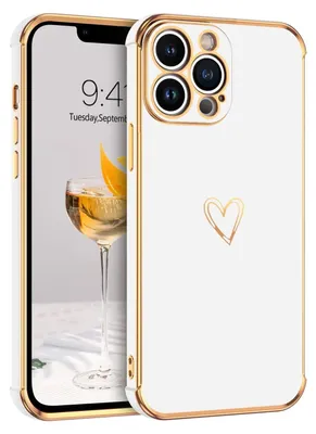 Image de Apple Iphone 13 Pro Coque En Silicone Or Blanc Accessoires Cœur A2483