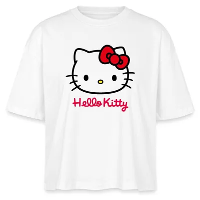 Produktbild von Spreadshirt Hello Kitty Klassisch Mit Schriftzug Boxy Shirt Damen, L, Weiß