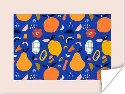 Produktbild von MuchoWow® Poster Lebensmittel - Früchte - Blumen - Pastell 120x90 cm - Wandbild