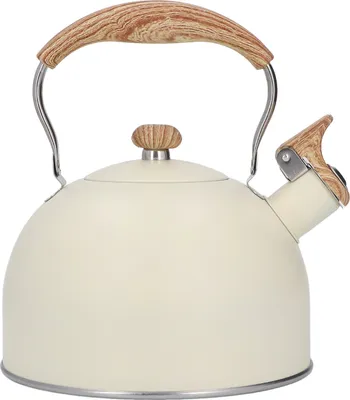 Produktbild von Flötenkessel, Edelstahl-Teekessel, 2,5 l, Pfeifteekanne, ergonomischer Griff, Teekanne, Beige