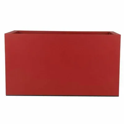 A red rectangular planter box shown from the front.