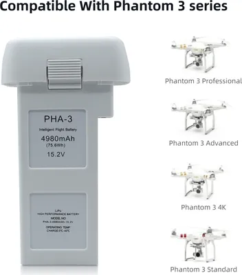 Obrázek produktu pro 4480mAh 15,2V Li-Polymer náhradní baterie pro DJI Phantom 3 dobíjecí RC baterie LiPo Battery Drone