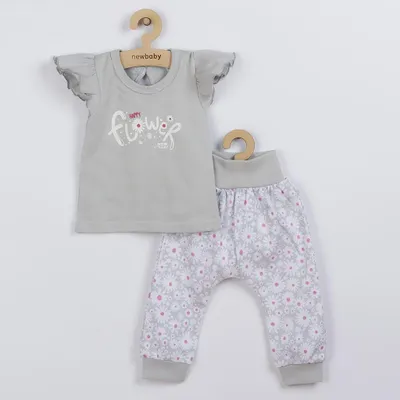 Produktbild von Neu Baby glückliche Blume 2-teilige Baumwolle Kleinkind Set grau, Gr. 56 (0-3m)