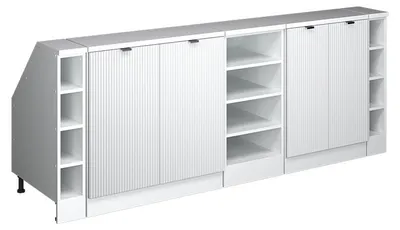 Produktbild von Küchenschrank für Dachschrägen Vicco R-Line Weiß Riffel 210 cm 5er Set Schrankkorpuss 60 cm Tiefe, Model 60658