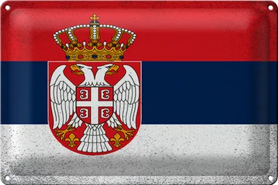 Produktbild von Blechschild Flagge Serbien 40x30cm Flag of Serbia Vintage