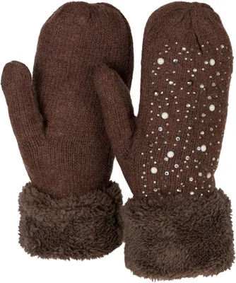 Immagine prodotto di styleBREAKER Guanti invernali caldi da donna in maglia con strass e perline, guanti, pile termico, guanti in maglia 09010039