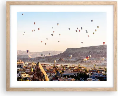 Produktbild von Gerahmtes Poster - Rahmen in heller Eiche - Berge Ballon Flug - 50x40 cm - Wand Bild - Wanddeko - Wandbilder - Wandposter - Bilderrahmen - Bilder - Kunstdruck - Wandbild - P2NAA50x40-3997