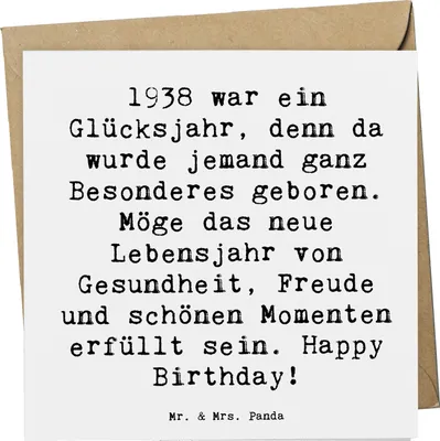 Produktbild von Mr. & Mrs. Panda Grußkarte Spruch 1938 Geburtstag - Weiß - Geschenk, Geburtstagsfeier, faltkarte, Jahr, Glückwunschkarte, Geburtstagswünsche, Glücksjahr, anlasskarte