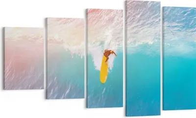 Produktbild von Bild auf Leinwand - Leinwandbild - 5 Teile - Surfen Welle Licht - 100x60cm - Wand Bild - Wanddeko - Wandbilder - Leinwanddruck - Bilder - Wanddekoration - Leinwand bilder - Wandbild - EG100x60-4409