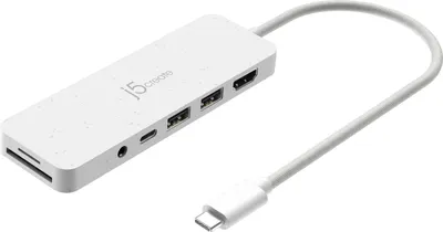 Obrázek produktu pro j5create JCD373EW-N, USB typu C, 3.5mm, HDMI, USB 3.2 Gen 1 (3.1 Gen 1) Type-A, USB typu C, MicroSD (TransFlash), SD, 5000 Mbit/s, Bílá, 100 W
