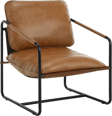 Produktbild von WOLTU Loungesessel, Vintage Stil, mit Metallrahmen Kunstleder-Bezug, Hellbraun