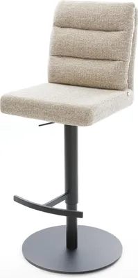 Produktbild von DELIFE Barstuhl Pela-Flex Webstoff Soft Beige Drehfuß höhenverstellbar Metall Schwarz
