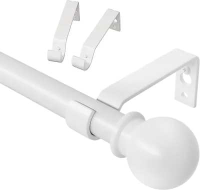 Imagen del producto de Barra de cortina ajustable, de metal, color blanco, de 80 a 122 cm, para salón
