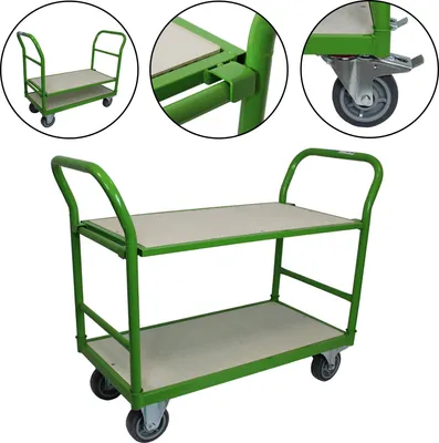 Produktbild von Profi Etagenwagen 250 kg 2 Etagen höhenverstellbar Plattformwagen Transportwagen Handwagen