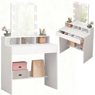 Produktbild von Schminktisch Für Make-Up Und Kosmetik Mit Led-Spiegel Modern Loft 80 Cm