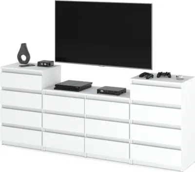 Obrázok produktu pre FURNICA - GABRIEL - Komoda so 14 zásuvkami (4+6+4) - biela matná V92/70cm Š220cm H33cm