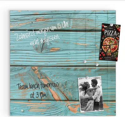 Produktbild von Magnettafel 50x50cm Pinnwand Whiteboard beschreibbar - Holzbretter Vintage