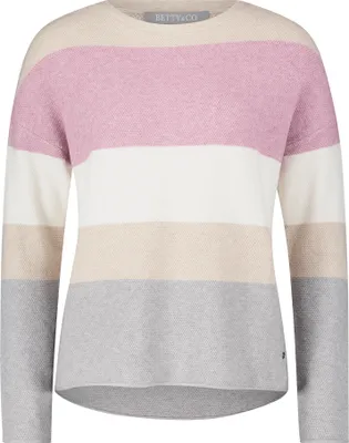 Produktbild von Betty & Co Damen Strickpullover gestreift Rundhals Langarm gerade Passform 64 cm Länge
