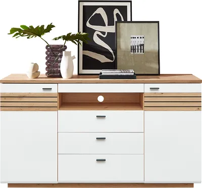 Produktbild von Sideboard 175cm breit, weiß mit Eiche, FALLON-55