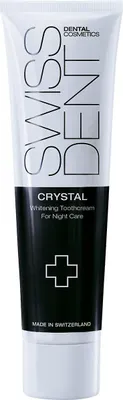 A product shot of a tube of toothpaste.