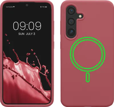Produktbild von kwmobile Hülle kompatibel mit Samsung Galaxy S24 Hülle - magnetisches Silikon Case kompatibel mit MagSafe - Cover gummiert Dark Rose